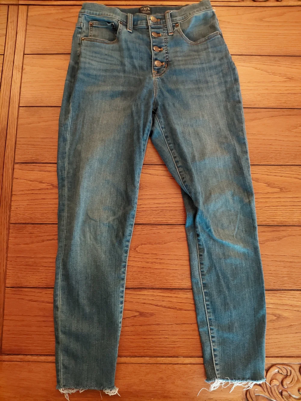 J. Crew Skinny Button-Fly Jeans in Faded Blue